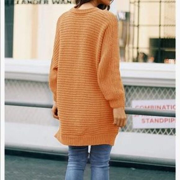New Plus Size Button Down Chunky Sweater Coat - Picture 3 of 6